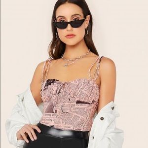 Au Darling/Etophe Studios Pink Newspaper Print Top